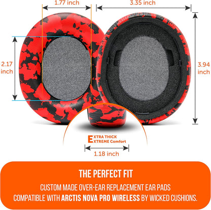 WC Upgraded Replacement Earpads for Steelseries Arctis Nova Pro Wireless Made by Wicked Cushions | Improved Durability, Thickness, Softer Leather, and Sound Isolation | 90's Black
