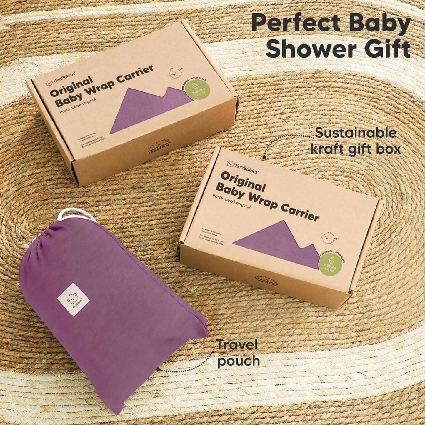 KeaBabies Baby Wrap Carrier - All in 1 Original Baby Carrier Newborn To Toddler Sling, Easy to Wear, Hands Free Bonding, Lightweight, Breathable Infant Wraps (Trendy Black)