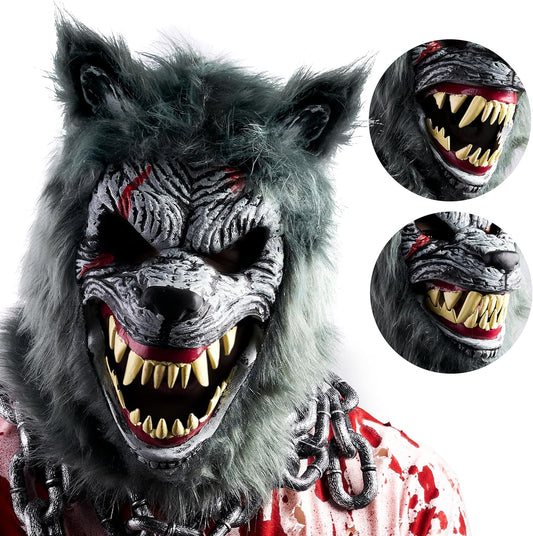 Spooktacular Creations Halloween Werewolf Mask with Movable Jaw Werewolf Costume Accessories Scary Mask for Kids Adult