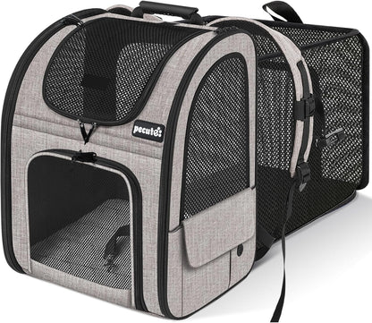 Pecute Pet Carrier Backpack, Dog Carrier Backpack Expandable with Breathable Mesh for Pets ＜6kg, Pet Backpack Carrier for Hiking Travel Camping Outdoor