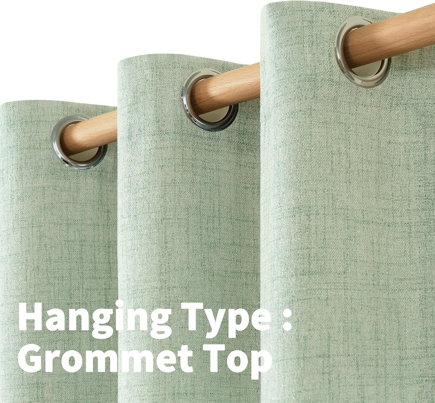 YoungsTex Natural Linen Curtains 84 Inch Long for Living Room Bedroom Grommet Top Light Filtering Privacy Linen Textured Window Semi Sheer Drapes, 2 Panels, 52x84 Inch, Natural