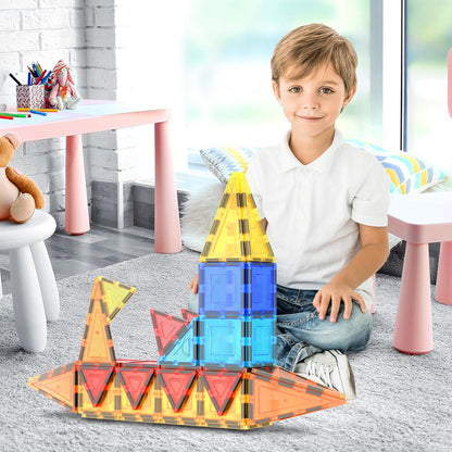 PicassoTiles 100 Piece Set 100pcs Magnet Building Tiles Clear Magnetic 3D Building Blocks Construction Playboards, Creativity beyond Imagination, Inspirational, Recreational, Educational Conventional