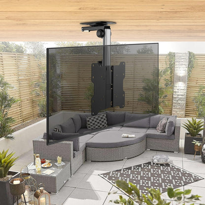 ZeboZap ZZTVC8022 Outdoor Flip Down Ceiling TV Mount | Gazebo TV Mount | Patio TV Mount | Pergola TV Mount | Pitched Roof | Height Adjustable | Under Cabinet| Holds 44lbs | Fits 17-in to 37-in | Black