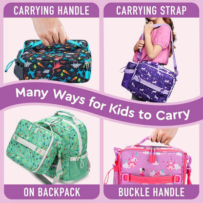 Bentgo® Kids Lunch Bag - Durable, Double Insulated, Water-Resistant Fabric, Interior & Exterior Zippered Pockets, Water Bottle Holder - Ideal for Children 3+ (Shark)