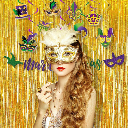 BRAVESHINE Pink Glitter Tinsel Foil Fringe Curtain - 2 Pcs 3.2x8.2 ft Metallic Party Supplies Photo Backdrop for Girl Princess Birthday Unicorn Bachelorette Butterfly Bridal Shower Party Decorations