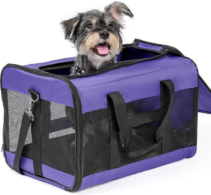Conlun Cat Carrier Airline Approved, Soft-Sided Dog Carrier with Inner Safety Leash, Pet Transport Carrier for Small-Medium Cats Puppies up to 15 Lbs, Collapsible Travel Kitten Carrier Bag -Black M