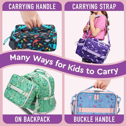 Bentgo® Kids Lunch Bag - Durable, Double Insulated, Water-Resistant Fabric, Interior & Exterior Zippered Pockets, Water Bottle Holder - Ideal for Children 3+ (Shark)
