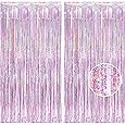 GREATRIL Iridescent Party Tinsel Fringe Backdrop Decorations - Holographic Foil Streamers Curtain for Mermaid/Under The Sea/Frozen/Ocean/Disco/Birthday Themed 3.2ft x 6.5ft - 2 PCS