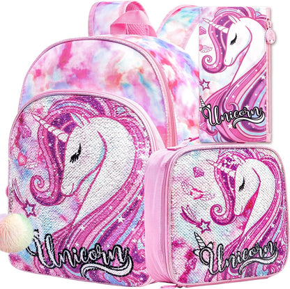 3pcs Backpack for Boys and Girls, 16” Kids Kindergarten Bookbag with Lunch Box, Cute Elementary Backpacks for Boy Girl