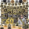 60th Birthday Decorations for Men Women,16PCS Back in 1965 Banner Decorations,Including Vintage 1965 Banner,1965 Anniversary Card,Cheers to 60 years banner,7 Hanging Swirl,6 paper Poms - PuriLite