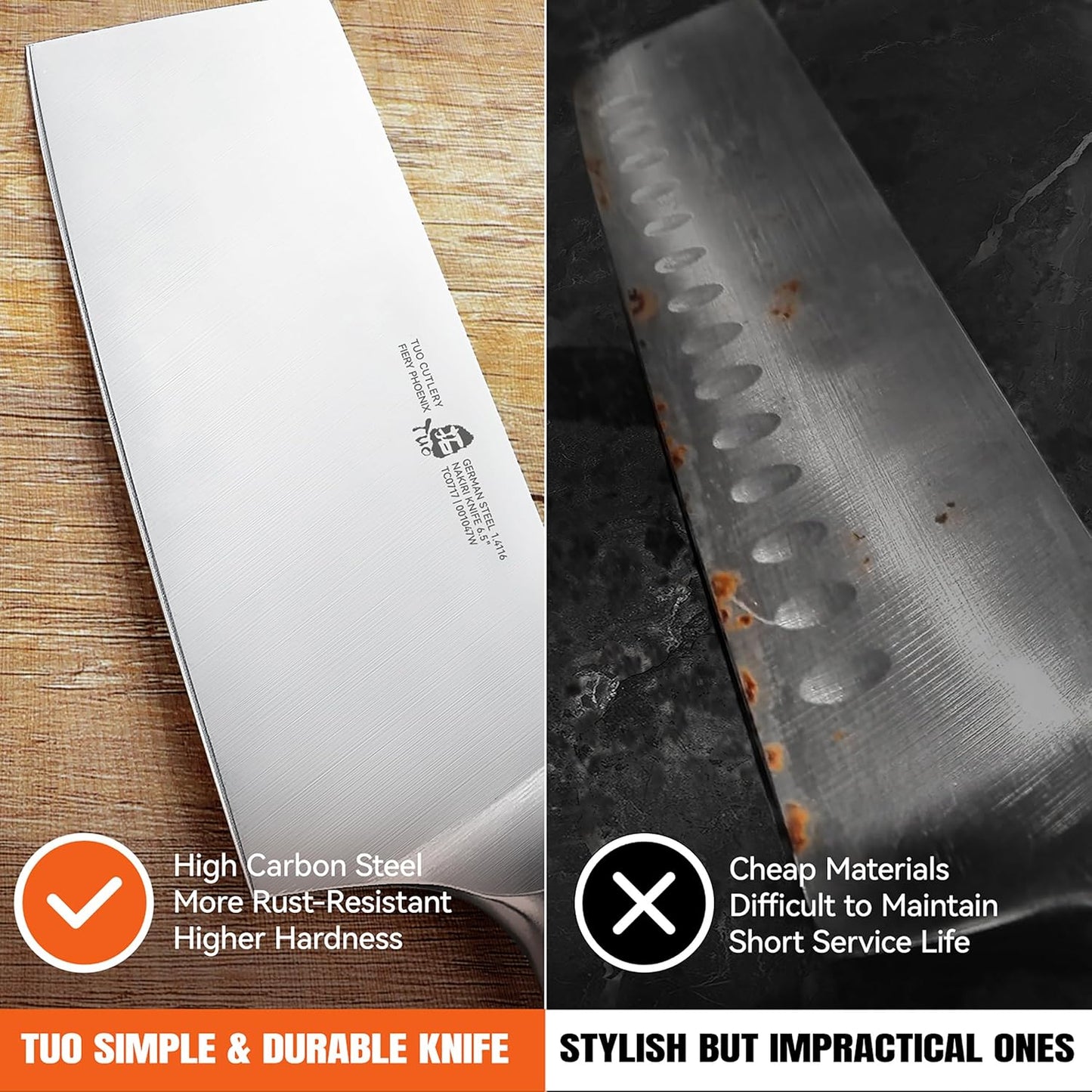 TUO Boning Knife - Razor Sharp Fillet Knife - High Carbon German Stainless Steel Kitchen Cutlery - Pakkawood Handle - Luxurious Gift Box Included - 7 inch - Fiery Phoenix Series