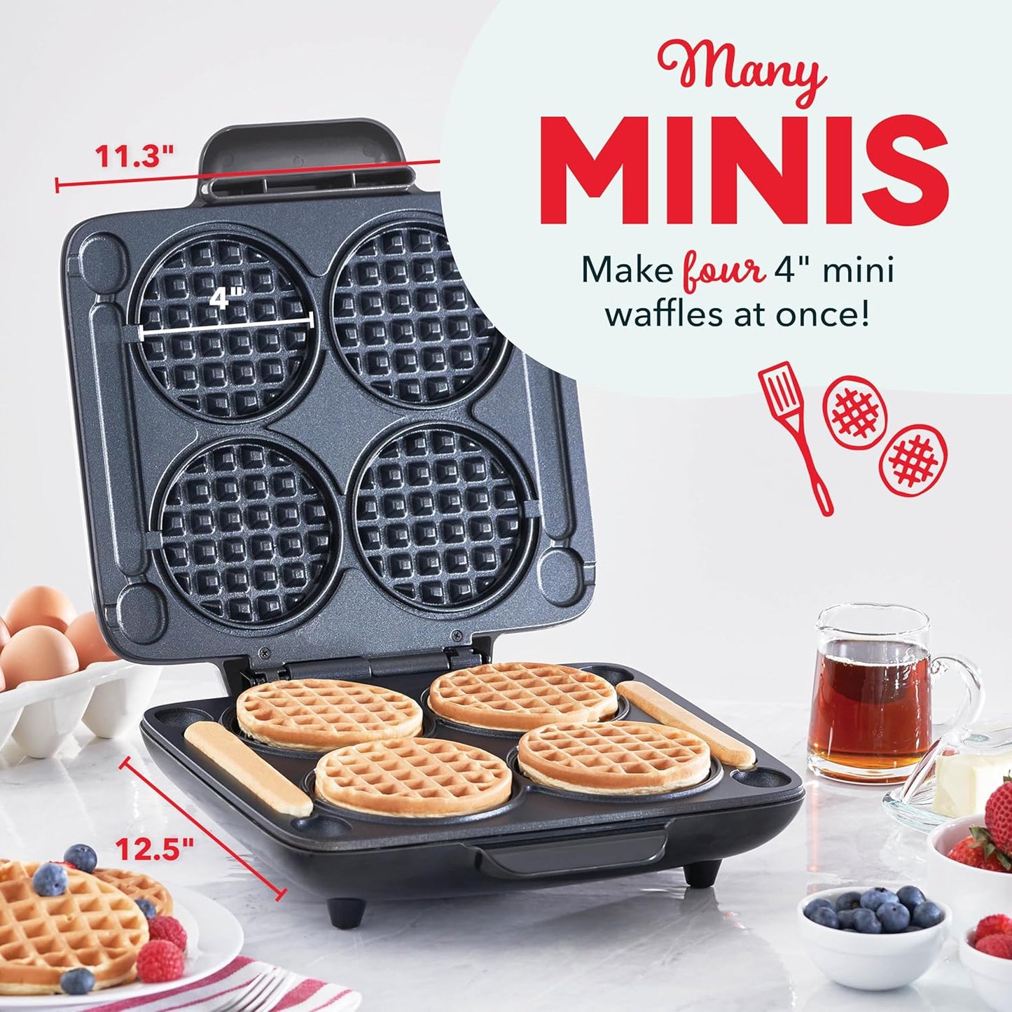DASH Mini Maker Electric Round Griddle for Individual Pancakes, Cookies, Eggs & other on the go Breakfast, Lunch & Snacks with Indicator Light + Included Recipe Book - Aqua,4 Inch