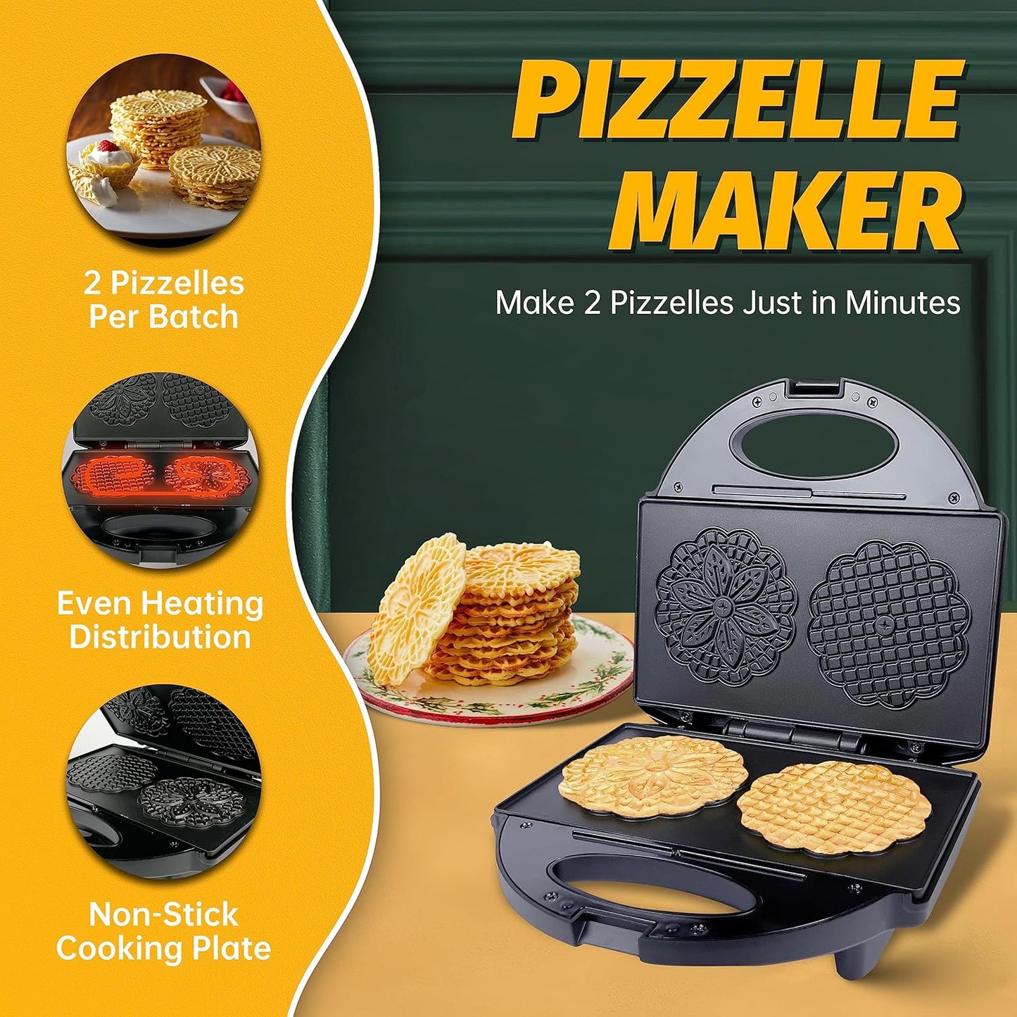 FineMade Mini Waffle Maker Machine, Small Waffle Bites Maker for Kids, Makes 8 x 2” Tiny Waffle Bites, Ideal for Breakfast, Snacks, Desserts and More