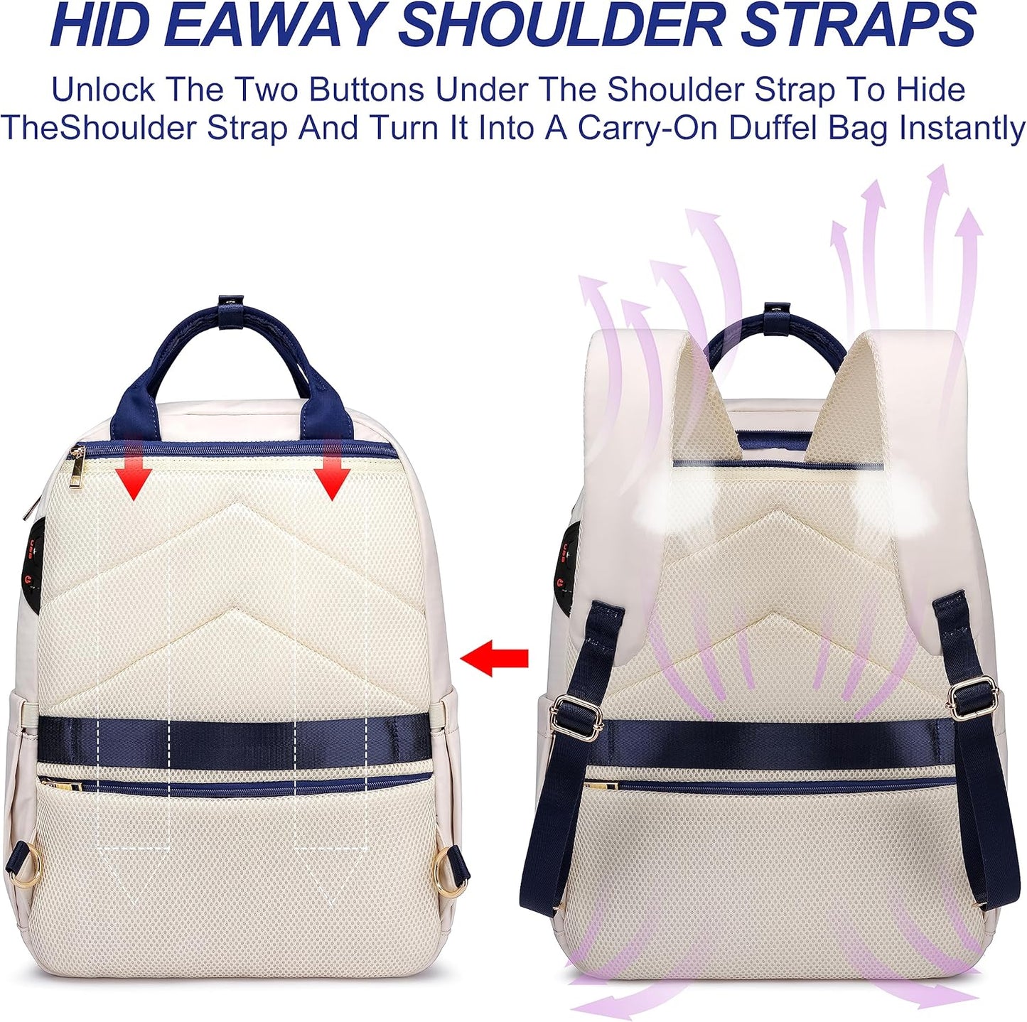 Laptop Backpack for Women Men, Water Resistant Travel Work Backpacks Purse Stylish College Business Teacher Nurse Computer Bag, Fits 17.3" Laptop Light Blue