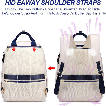 Laptop Backpack for Women Men, Water Resistant Travel Work Backpacks Purse Stylish College Business Teacher Nurse Computer Bag, Fits 17.3" Laptop Light Blue