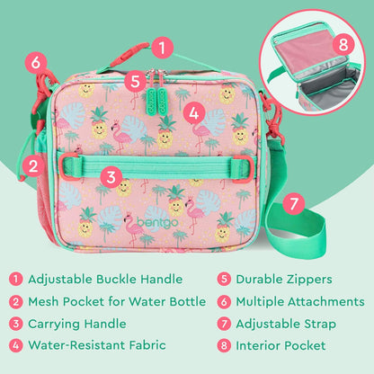 Bentgo® Kids Lunch Bag - Durable, Double Insulated, Water-Resistant Fabric, Interior & Exterior Zippered Pockets, Water Bottle Holder - Ideal for Children 3+ (Shark)