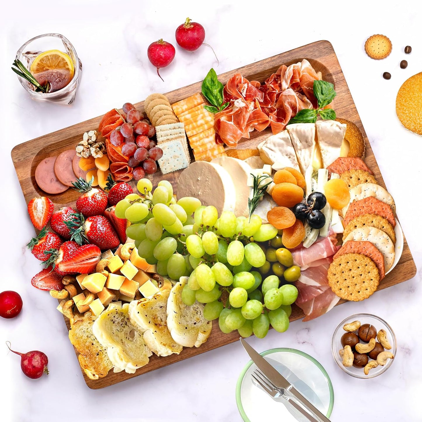Bamboo Cutting Board Set of 3, Cutting Boards for Kitchen with Juice Groove, Bamboo Chopping Board Set, Serving Board Set for Meat, Fruit Vegetable and Cheese