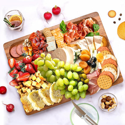 Bamboo Cutting Board Set of 3, Cutting Boards for Kitchen with Juice Groove, Bamboo Chopping Board Set, Serving Board Set for Meat, Fruit Vegetable and Cheese