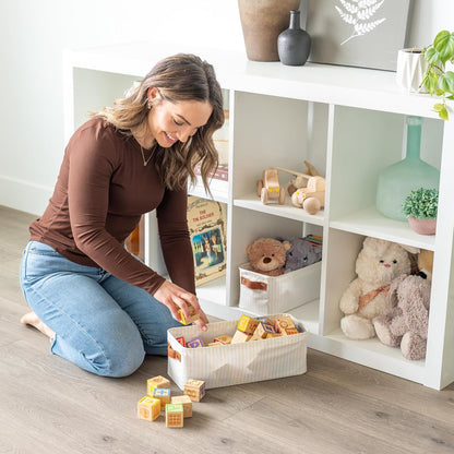 OrganiHaus Large Fabric Storage Baskets for Shelves 3 Pack, 15x11in Closet Storage Bins for Shelves, Cloth Baskets, Fabric Storage Cubes, Linen Closet Organizers, Fabric Basket, White Basket