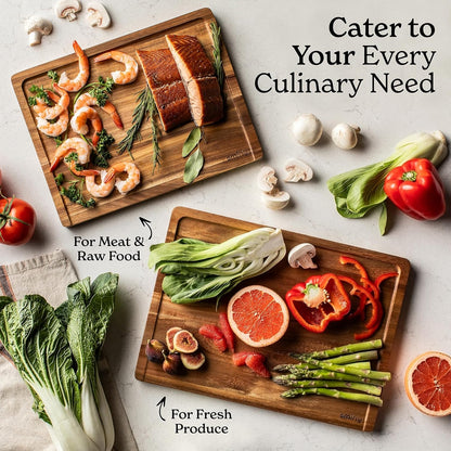 SMIRLY Wood Cutting Boards For Kitchen Meal Prep & Serving, Bamboo Cutting Board Set, Charcuterie Chopping Boards and Wooden Cutting Boards for Kitchen