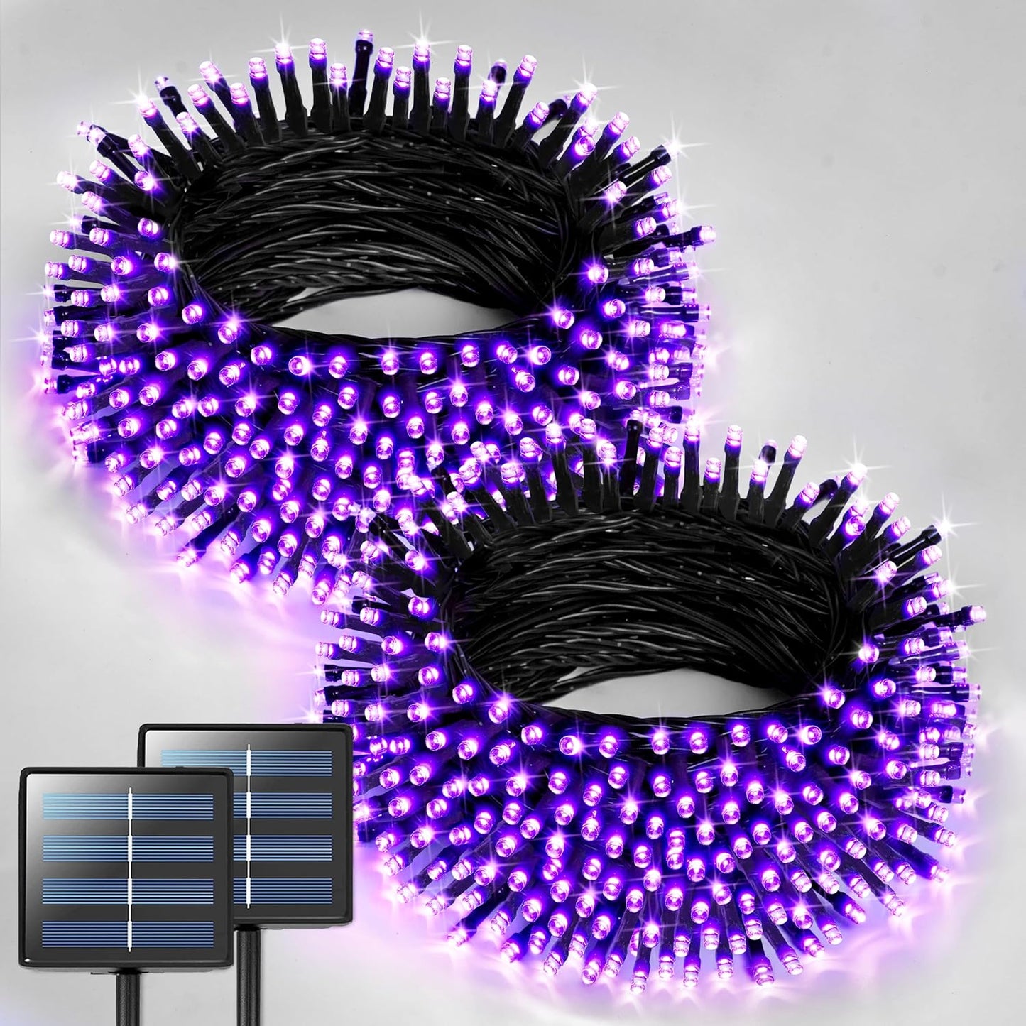 JMEXSUSS 2 Pack 75.5ft Orange Solar Christmas Lights, Total 400 LED Solar String Lights Outdoor Waterproof, 8 Modes Orange Halloween Lights for Tree Patio Garden Thanksgiving Halloween Decorations
