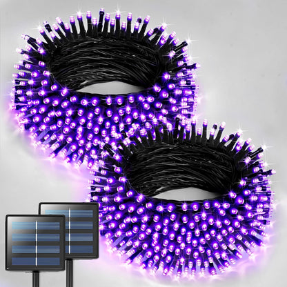 JMEXSUSS 2 Pack 75.5ft Orange Solar Christmas Lights, Total 400 LED Solar String Lights Outdoor Waterproof, 8 Modes Orange Halloween Lights for Tree Patio Garden Thanksgiving Halloween Decorations