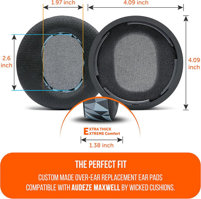 WC Freeze Maxwell - Cooling Gel Replacement Earpads for Audeze Maxwell Headphones by Wicked Cushions - Elevate Comfort, Durability, Thickness & Sound Isolation for Epic Gaming Sessions | Black