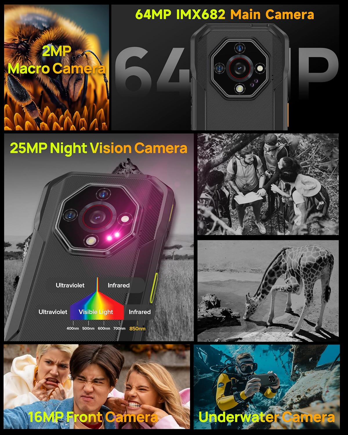 5G Rugged Phone, Ulefone Armor X32 Pro Unlocked Smartphone, MTK Dimensity 6300, 16+256GB, 64MP/25MP Night Vision, Android 14, Widevine L1, 5G WiFi Hotspot, 5.65” 90Hz, 5500mAh, NFC/GPS - Black
