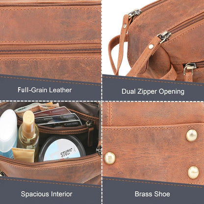 Genuine Leather Travel Toiletry Bag - Hygiene Organizer Dopp Kit by Rustic Town