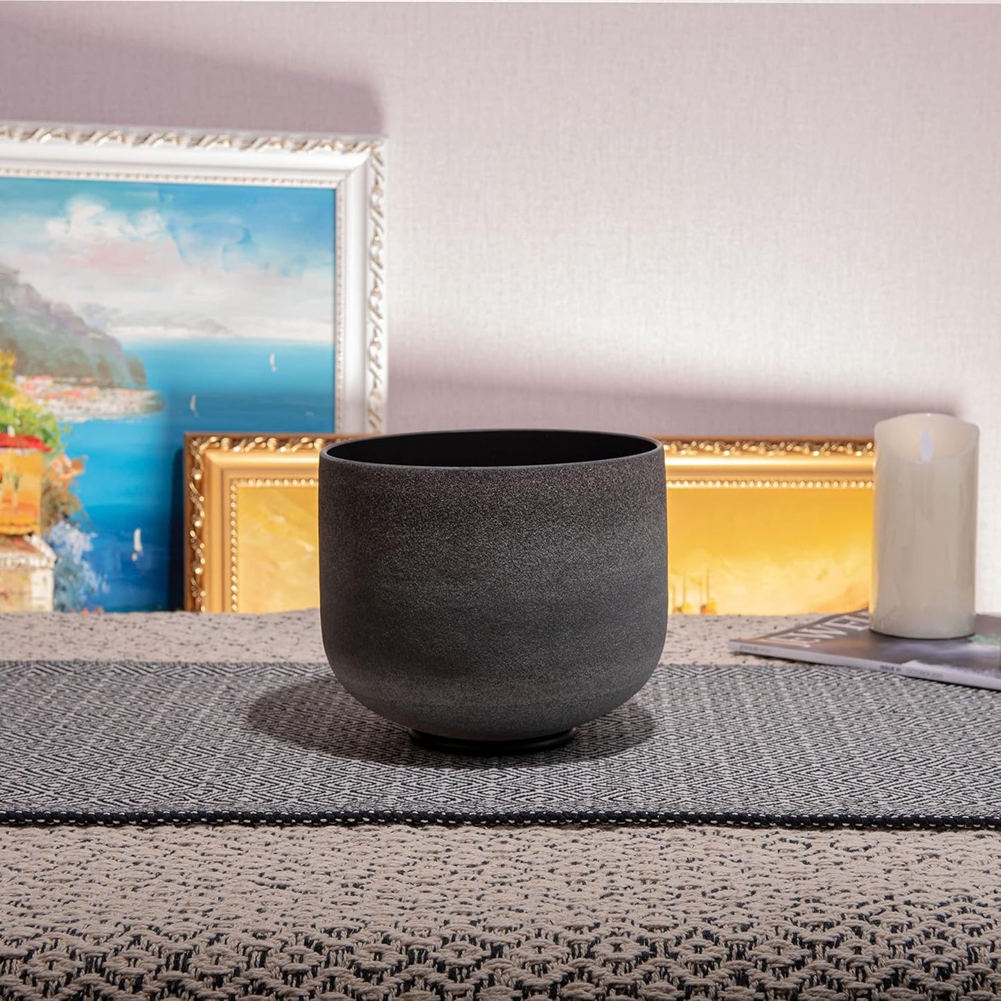 TOPFUND F Note Crystal Singing Bowl Heart Chakra 8 inch with Heavy Duty Carrying Case and Suede Striker