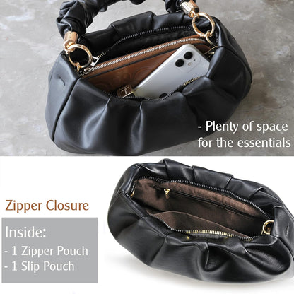 Cloud Pouch Bag Women Shoulder Handbag Soft Vegan Leather Vintage Hobo Chain Cross body Bag
