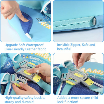 Mambobaby Baby Swim Float with Canopy, Non-Inflatable Solid Baby Float, Upgrade Soft Skin-Friendly Material Infant Swim Float