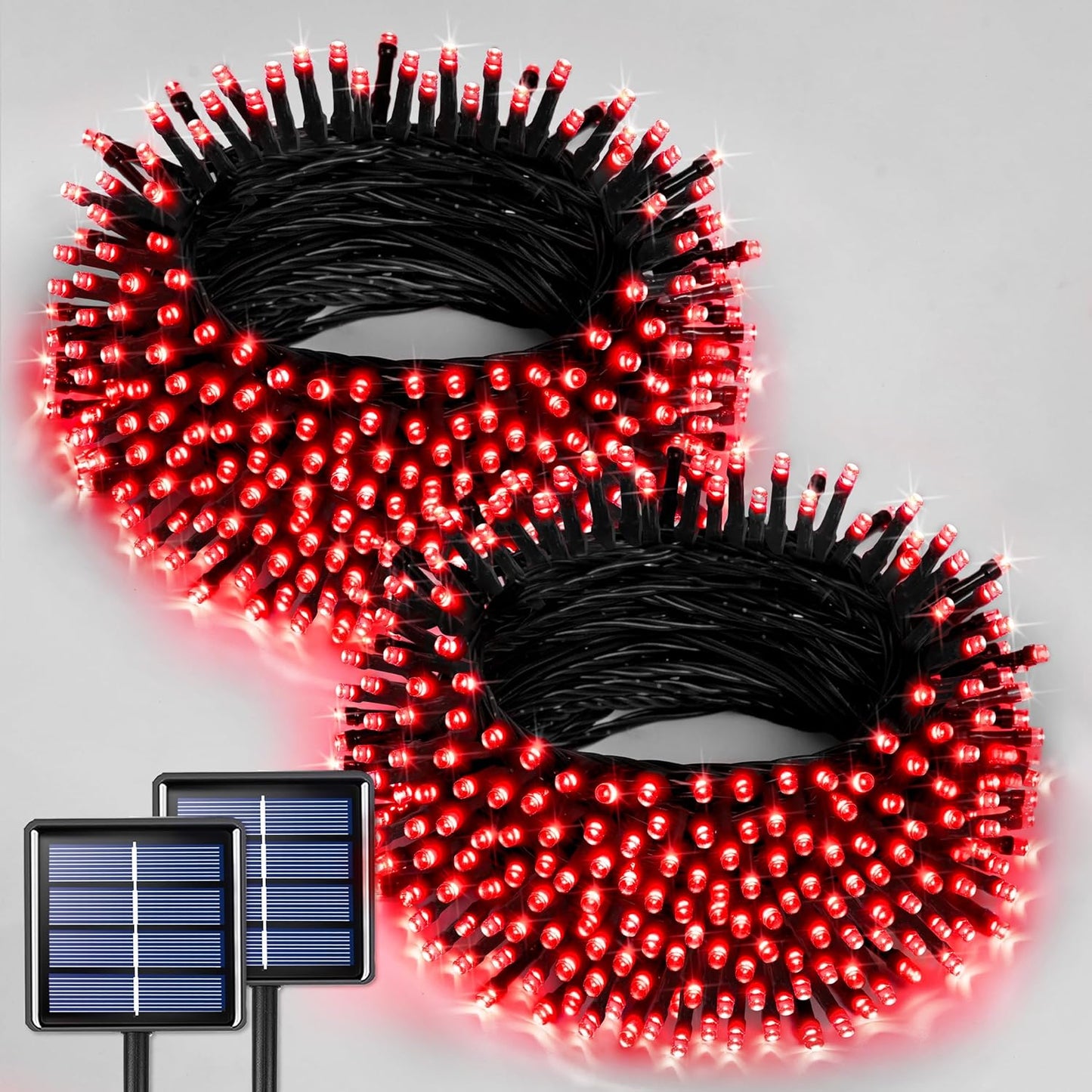 JMEXSUSS 2 Pack 75.5ft Orange Solar Christmas Lights, Total 400 LED Solar String Lights Outdoor Waterproof, 8 Modes Orange Halloween Lights for Tree Patio Garden Thanksgiving Halloween Decorations