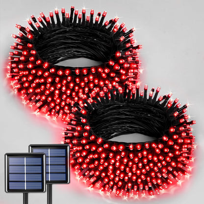 JMEXSUSS 2 Pack 75.5ft Orange Solar Christmas Lights, Total 400 LED Solar String Lights Outdoor Waterproof, 8 Modes Orange Halloween Lights for Tree Patio Garden Thanksgiving Halloween Decorations