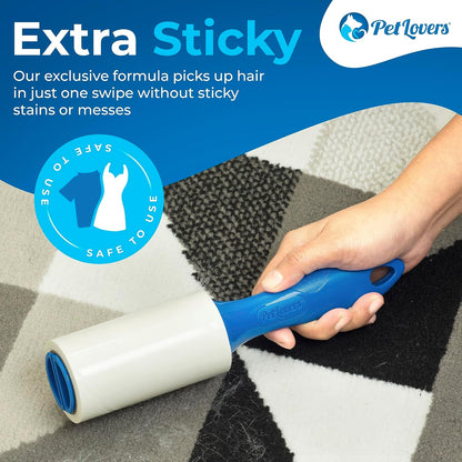 PetLovers Extra Sticky Lint Roller Mega Value Set for Pet Hair Removal, Dog and Cat Lint Remover (1 Pack Reusable)