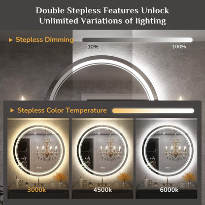 Keonjinn 40 x 32 Inch LED Bathroom Mirror with Acrylic, Backlit Mirror Anti-Fog, Lighted Bathroom Mirror for Wall, CRI90 High Definition Dimmable Large Makeup Mirror(Horizontal/Vertical)