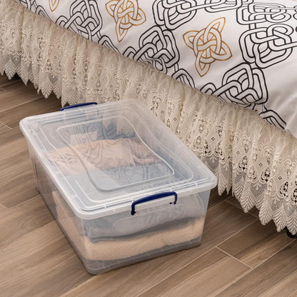 Superio Storage Bins with Lids- 3 Pack, 1.85 Qt Clear Boxes for Organizing, Stackable Plastic Containers- BPA Free, Non-Toxic, Odor Free, Organizer for Home, Office, Dorm