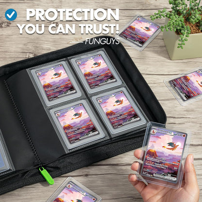 FunGuys Toploader Binder, Trading Card Binder Storage,128 4 Pocket Top Loader Pokemon Binder, Card Collection Yugioh Cards, MTG, TCG, Folders for Trading Cards