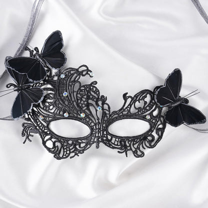 Zinniday Butterfly Masquerade Masks for Women - 2025 Venetian Lace Mask with Rhinestone, 1950s Eyemask for Woman