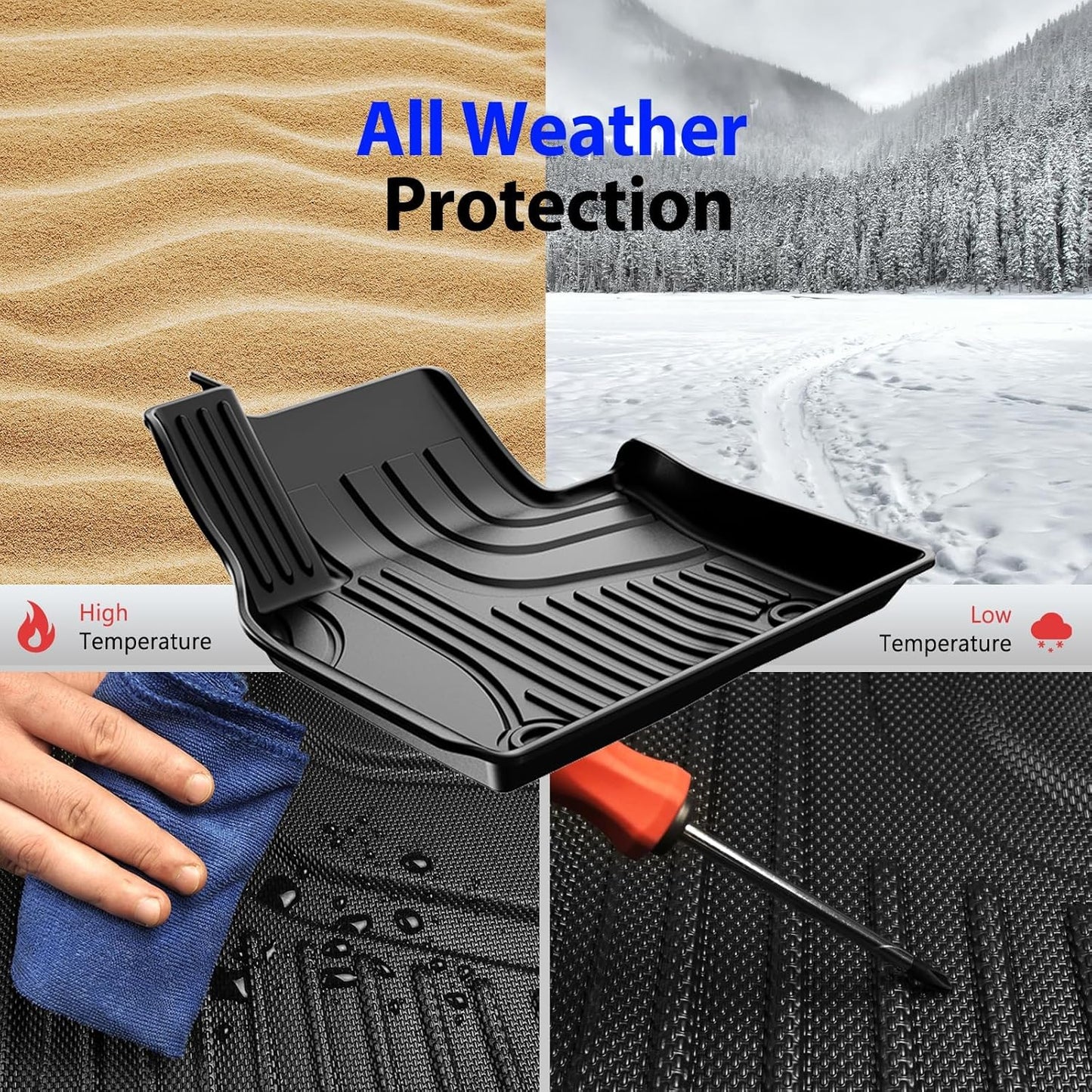 AOMSAZTO Floor Mats & Trunk Mat for 2024 2025 Chevy Equinox EV (Non Fuel),TPE All Weather Protection 2 Rows Car Floor Liners with Cargo Liner for Chevrolet Equinox EV (Non Fuel)