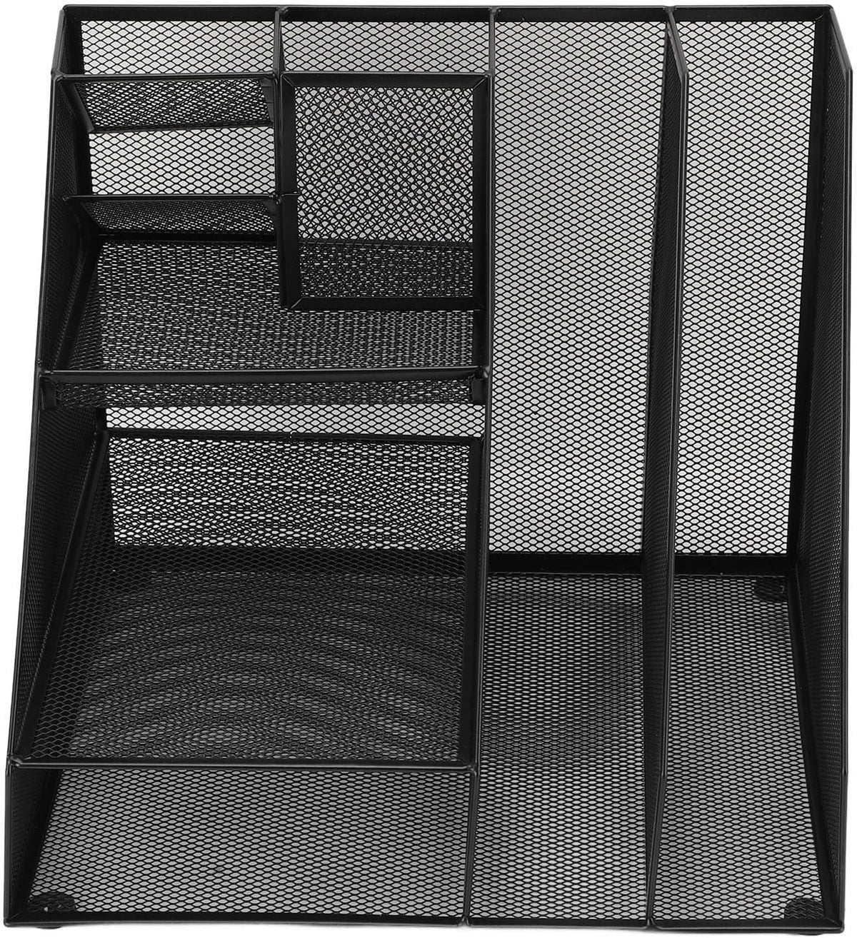 Metal Mesh Desktop Organizer Efficient Iron Storage Rack for Office Home School Supplies Black Iron