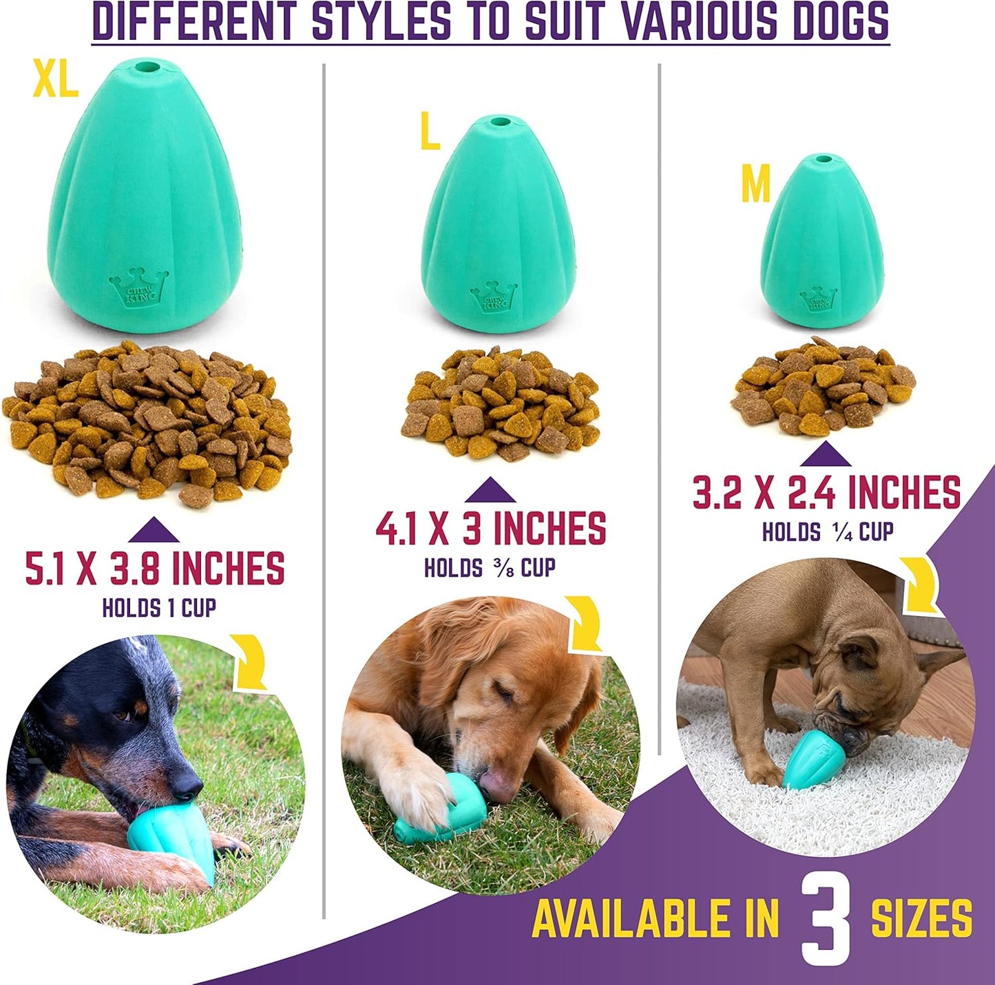 Chew King Premium Treat Dog Toy, L, Extremely Durable Natural Rubber Toy, Pack of 2