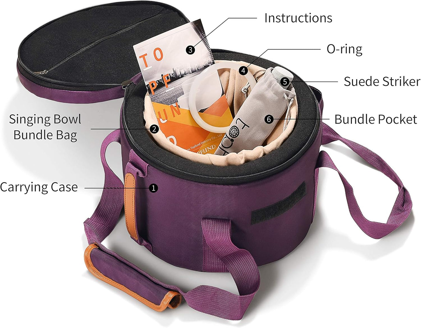 TOPFUND F Note Crystal Singing Bowl Heart Chakra 8 inch with Heavy Duty Carrying Case and Suede Striker