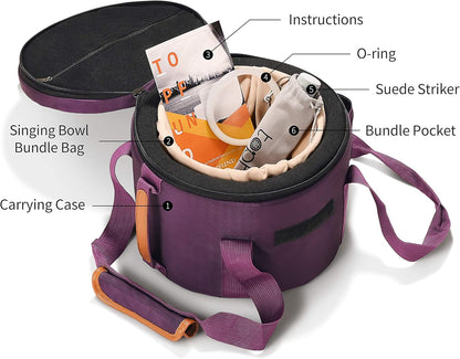 TOPFUND F Note Crystal Singing Bowl Heart Chakra 8 inch with Heavy Duty Carrying Case and Suede Striker