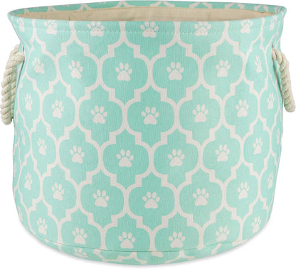 DII Bone Dry RoundSmall Pet Toy and Accessory Storage Bin, 12"(Dia) x9(H), Collapsible Organizer Storage Basket for Home Decor, Pet Toy, Blankets, Leashes and Food-Gray Stripes