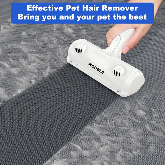 Wouble Pet Hair Remover Roller, Reusable Lint Roller for Pet Hair,Self Clean Dog Cat Fur Removal Brush, from Carpet, Furniture, Rugs, Laundry, Bedding, Sofa-White - PuriLite