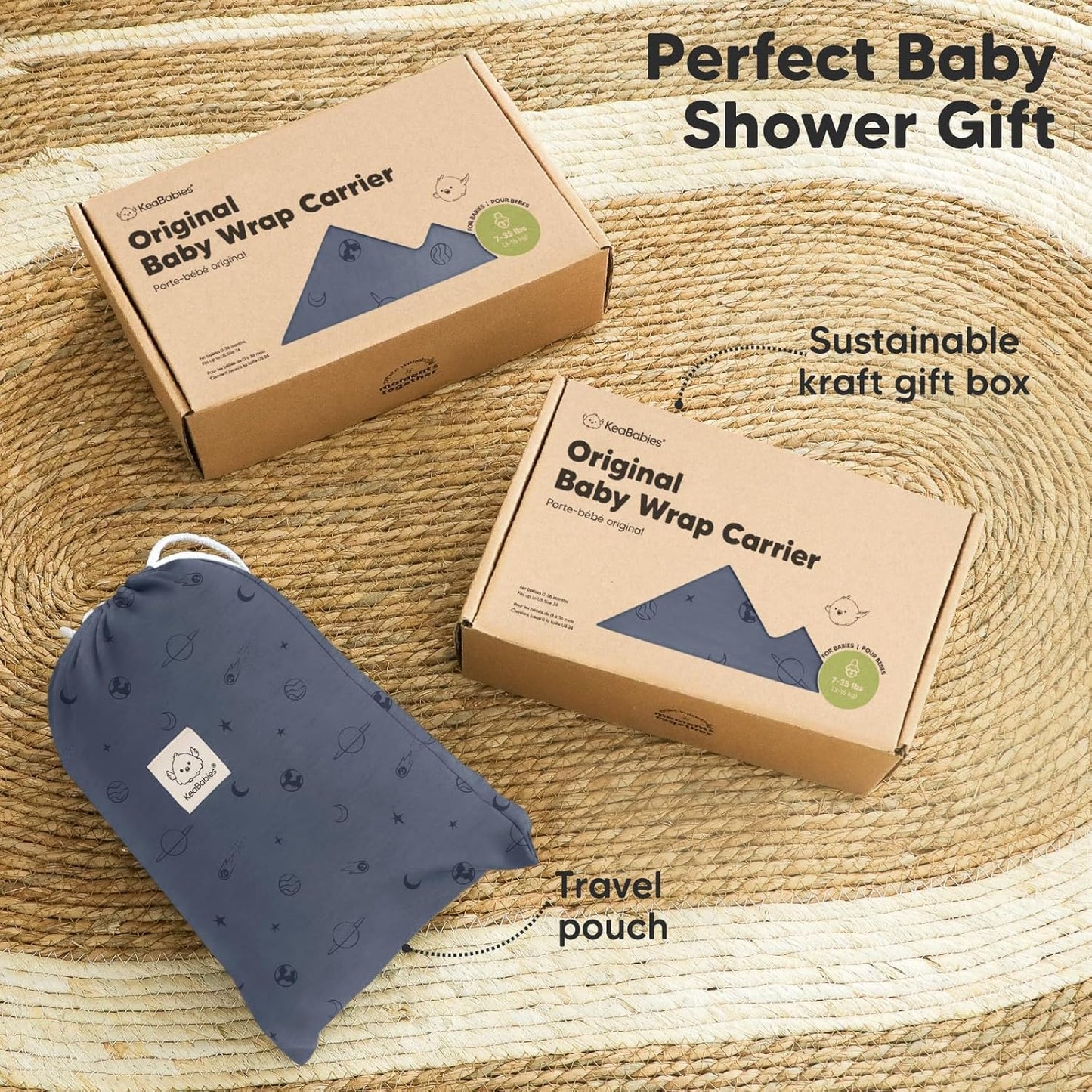 KeaBabies Baby Wrap Carrier - All in 1 Original Baby Carrier Newborn To Toddler Sling, Easy to Wear, Hands Free Bonding, Lightweight, Breathable Infant Wraps (Trendy Black)