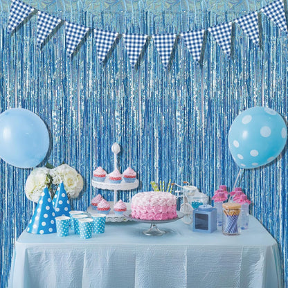 BRAVESHINE Pink Glitter Tinsel Foil Fringe Curtain - 2 Pcs 3.2x8.2 ft Metallic Party Supplies Photo Backdrop for Girl Princess Birthday Unicorn Bachelorette Butterfly Bridal Shower Party Decorations