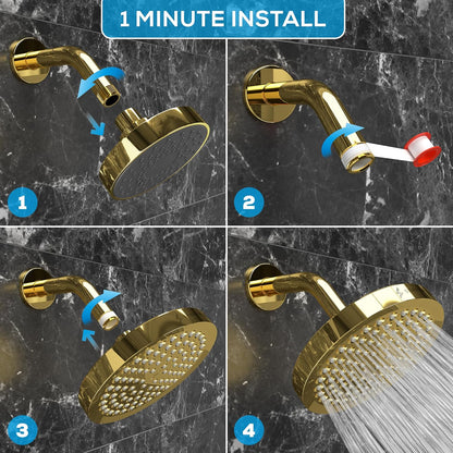 SparkPod Shower Head - High Pressure Rain - Premium Quality Luxury Design - 1-Min Install - Easy Clean Adjustable Replacement for Your Bathroom Shower Heads (Luxury Polished Chrome, 6 Inch Round)