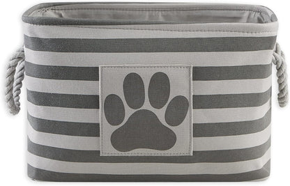 DII Bone Dry RoundSmall Pet Toy and Accessory Storage Bin, 12"(Dia) x9(H), Collapsible Organizer Storage Basket for Home Decor, Pet Toy, Blankets, Leashes and Food-Gray Stripes
